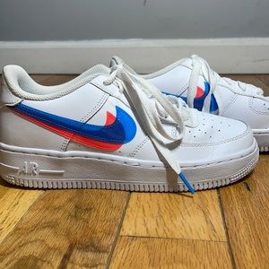 NIKE AIR FORCES with red and blue nike check (size 4.5) #airforces #nike #shoes